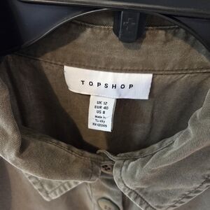 Topshop Khaki Button-Up Jacket Blouse